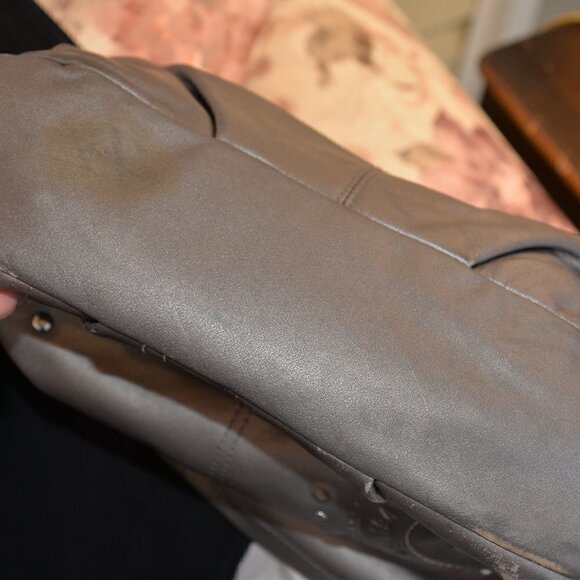 Coach F16178 Gunmetal Metallic Crossbody Leather Slouchy Purse with Studs - Picture 7 of 11